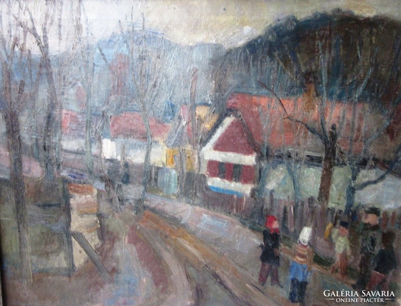 Doór Ferenc:festmény, képcsarnokos, jelzezett, 69 x59,5 , 51 x 60, 5 cm, olaj, vászon.