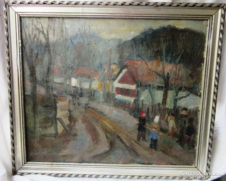 Doór Ferenc:festmény, képcsarnokos, jelzezett, 69 x59,5 , 51 x 60, 5 cm, olaj, vászon.