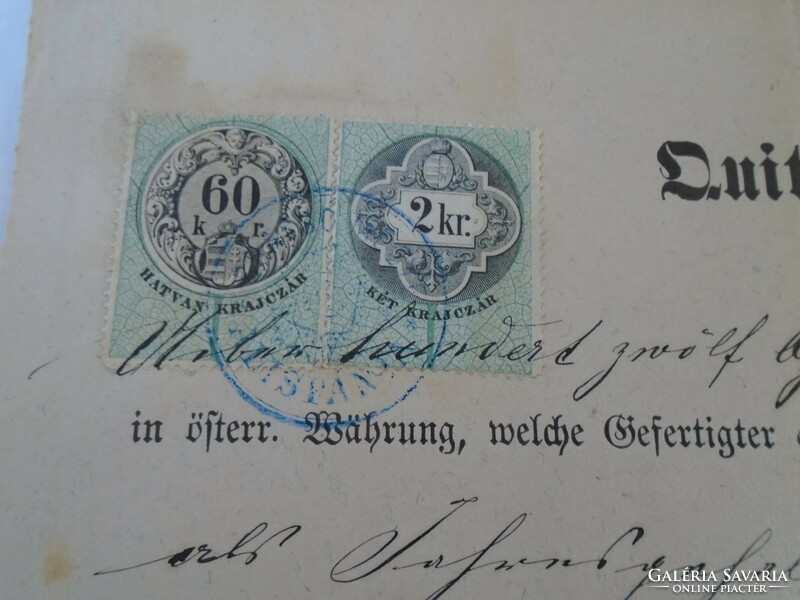Za427.1 Old document - receipt - quittung - zeiden - black pile - 1879 - 112 frt 50 kr. Duty stamps