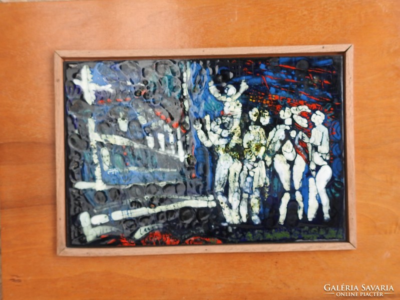 Cs. tibor Uhrin fire enamel picture - group - gallery owner