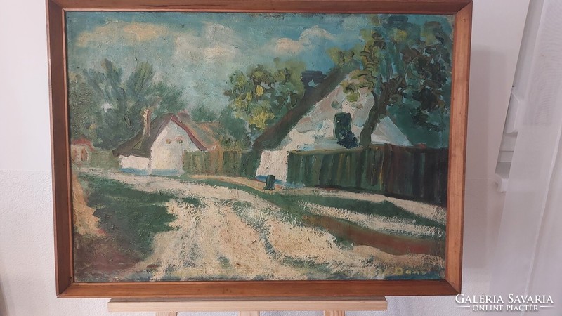 (K) signed landscape painting 72x53 cm with frame