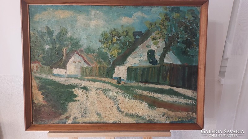 (K) Szignózott tájképfestmény 72x53 cm kerettel