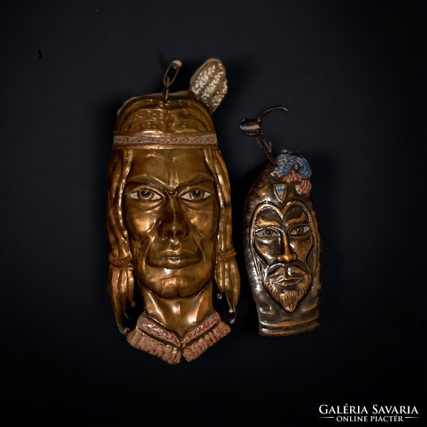 Copper wall mask, tribal, indigenous, Indian mask, wall decorations, 70s, 4,900/pc.