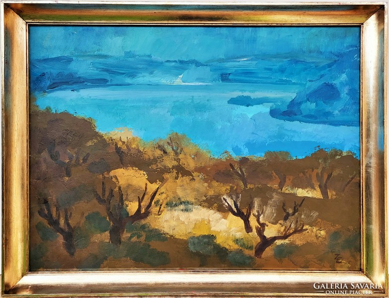 Erzsébet Zielinski (1937-2003) autumn landscape Danube Bend c. Gallery painting with original guarantee!