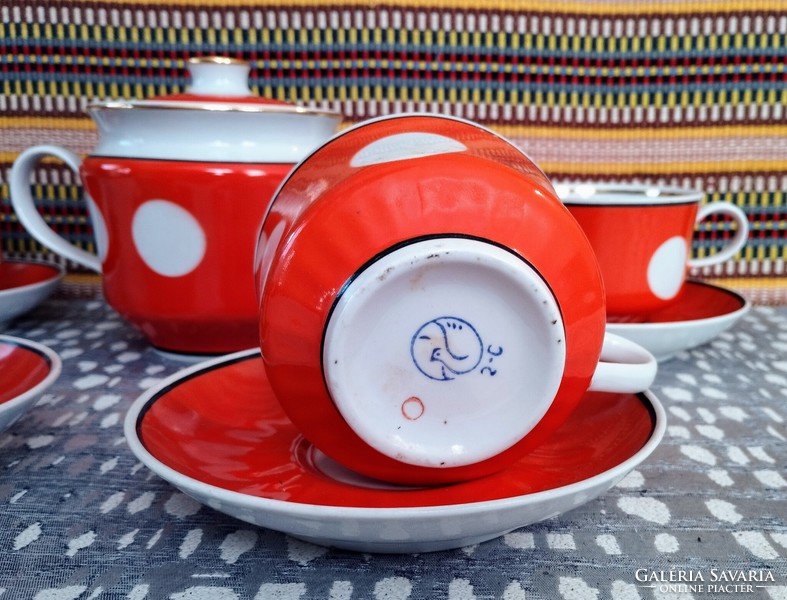 Dotted porcelain tea set from the Soviet Union of the 60s.