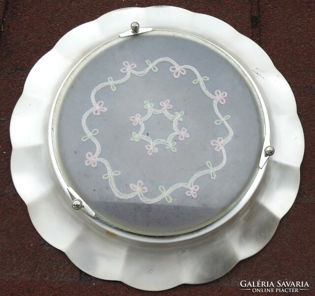 Silver-plated copper centerpiece with handwork - glass insert