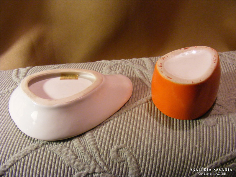 Retro orange ceramic ashtray and cigarette holder