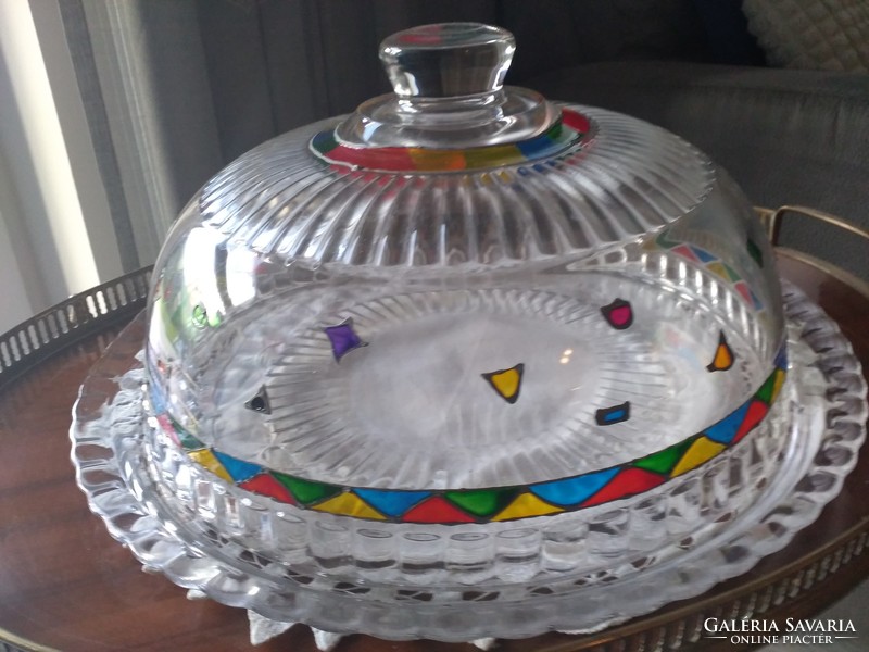 Moroccan glass cake holder with a crystal dome, a real miracle!