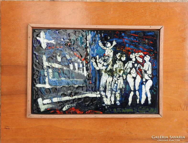 Cs. tibor Uhrin fire enamel picture - group - gallery owner