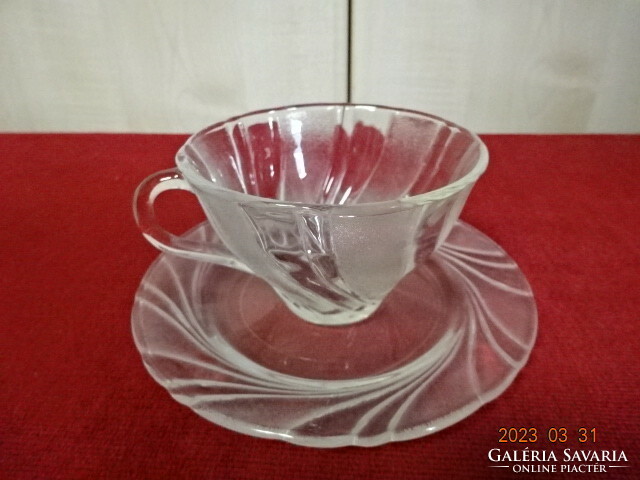 Verego French glass tea cup + saucer, six pieces. Jokai.