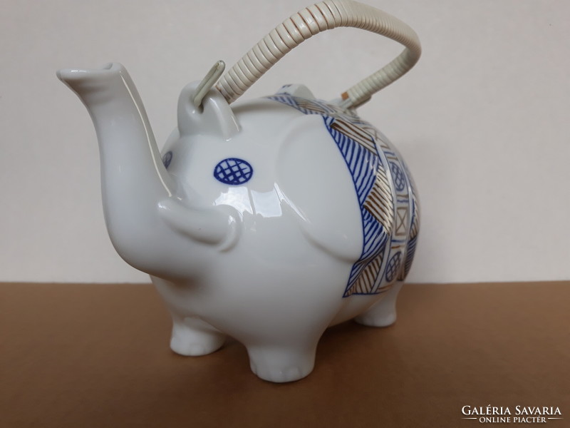 Elephant-shaped old Japanese porcelain teapot, tea spout
