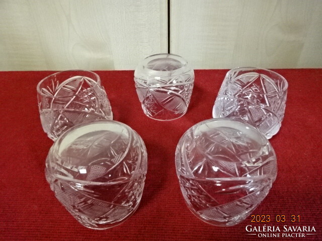 Polished glass liqueur crystal glass, five pieces. Jokai.