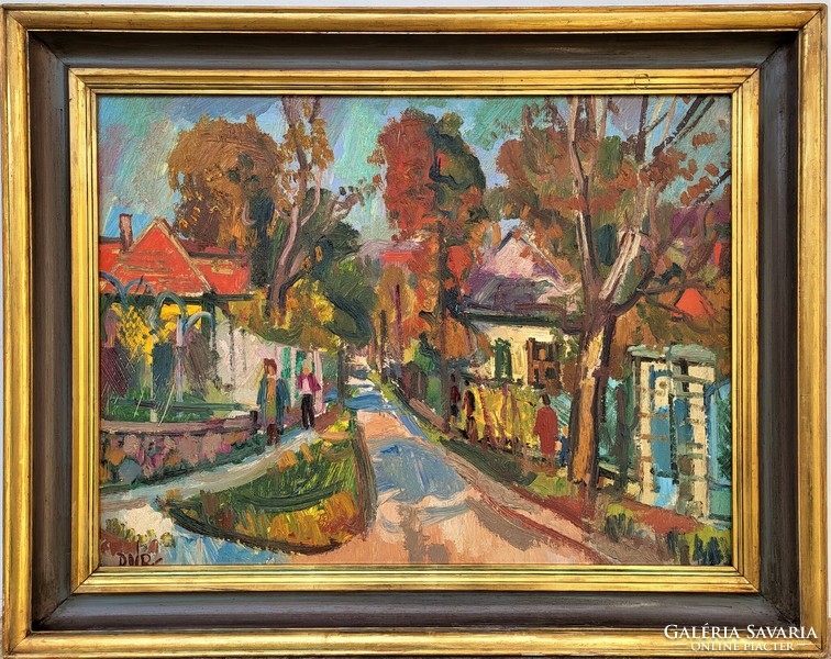 Ferenc Doór (1918-2015) Szentendre Street c. Gallery painting with original guarantee!