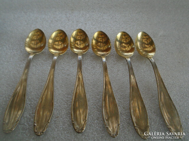 6 silver-plated and double-gilded spoon heads (thick silver-plated) mocha spoons, rarity