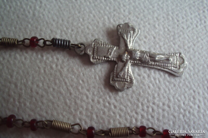 Antique Marian reader (rosary) with intermediate element, in box.