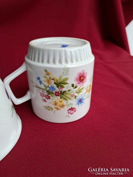 Kahla and Zsolnay fabulous floral cups mug cocoa mugs nostalgia porcelain for sale together