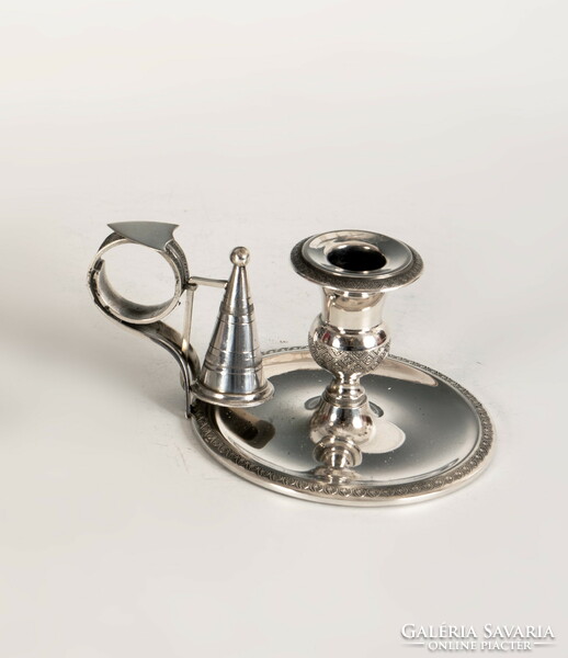 Silver hand candle holder - with candle tap
