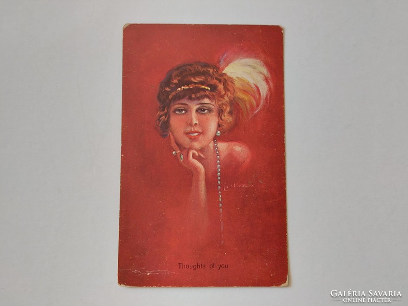 Régi képeslap 1914 művészeti levelezőlap hölgy