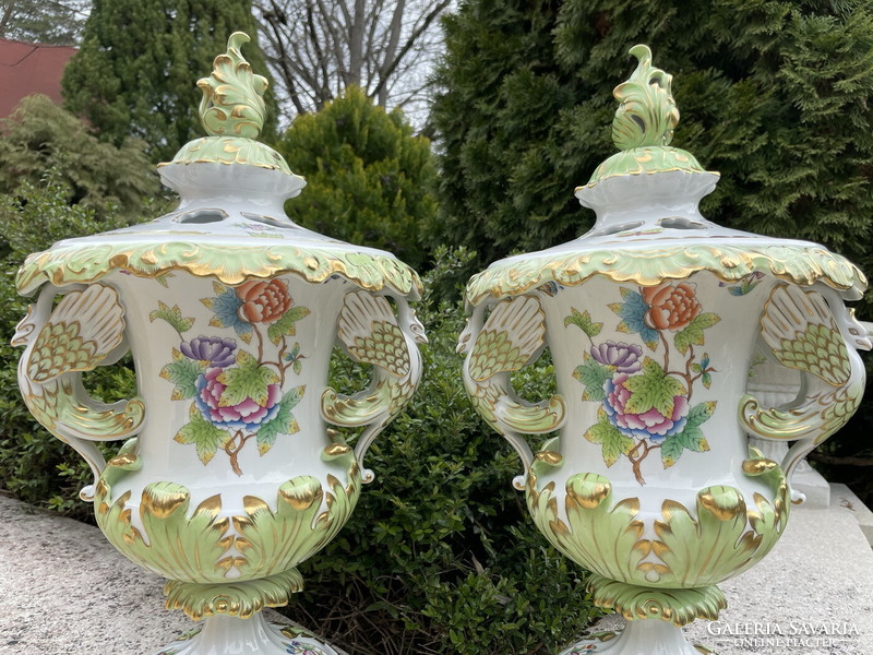 Herend huge victorian patterned rococo vases in pairs !!!!! 57,8Cm !!