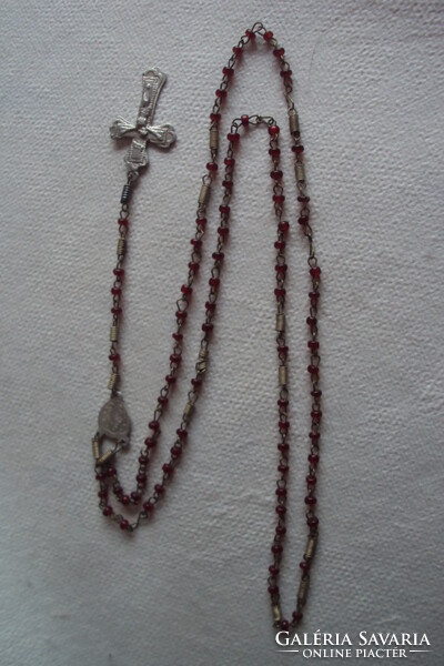Antique Marian reader (rosary) with intermediate element, in box.