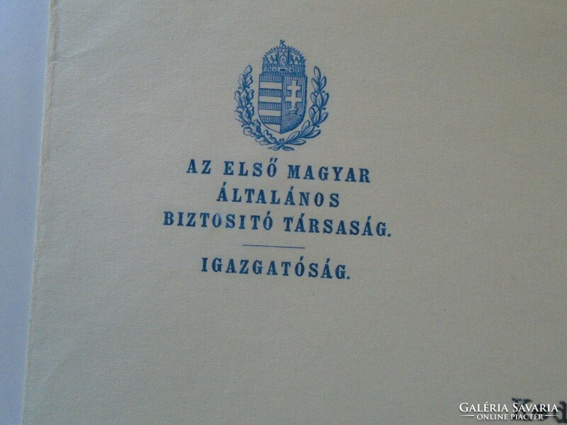 Za432.24 Jenő Fényesy, managing director of the first Hungarian general insurance company - autograph letter 1927