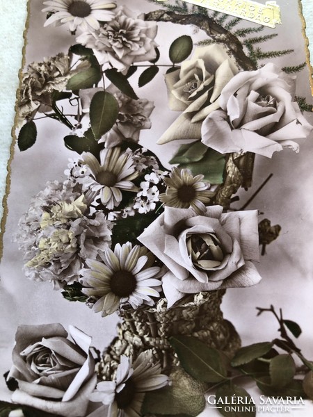 Antique old floral postcard
