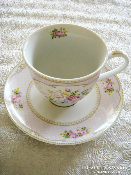 Vintage rózsás virágos porcelán csésze