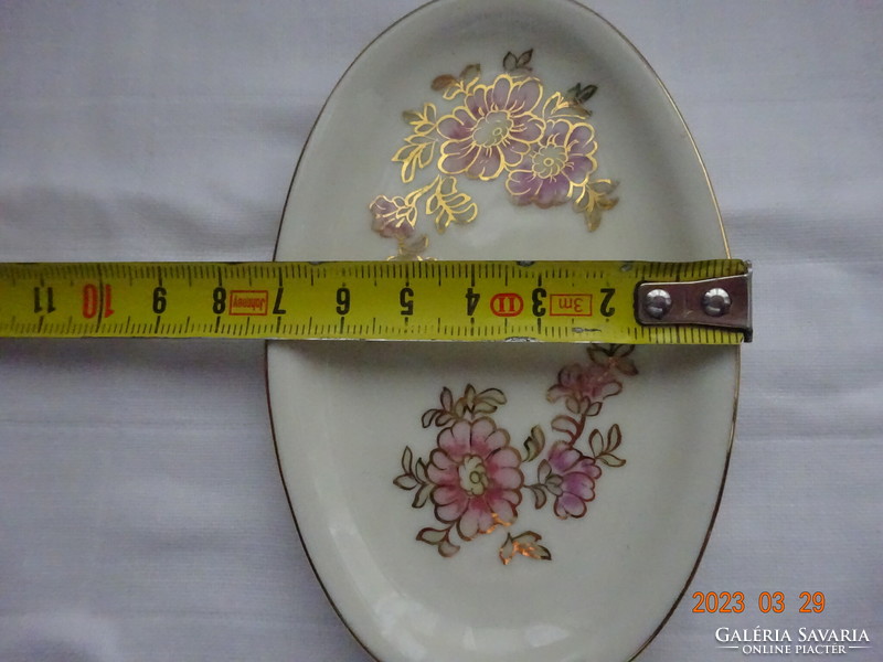Zsolnay pink floral, oval small bowl, jewelry holder
