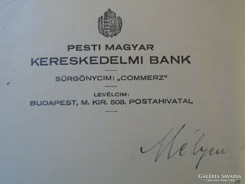 Za432.9 Magyar from Pest. Letter from Ker.Bank zipott geza for parliamentarian Ferenc Hunyady, 1935