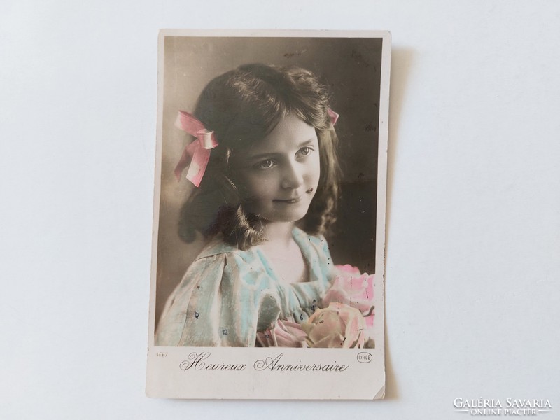 Régi képeslap 1911 fotó levelezőlap kislány