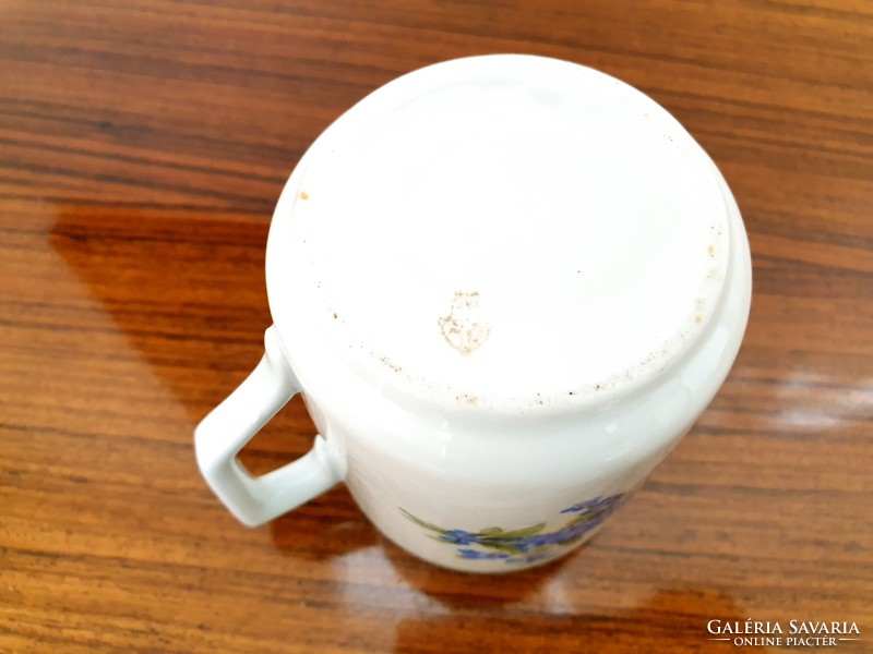 Régi Zsolnay porcelán bögre nefelejcses teás csésze
