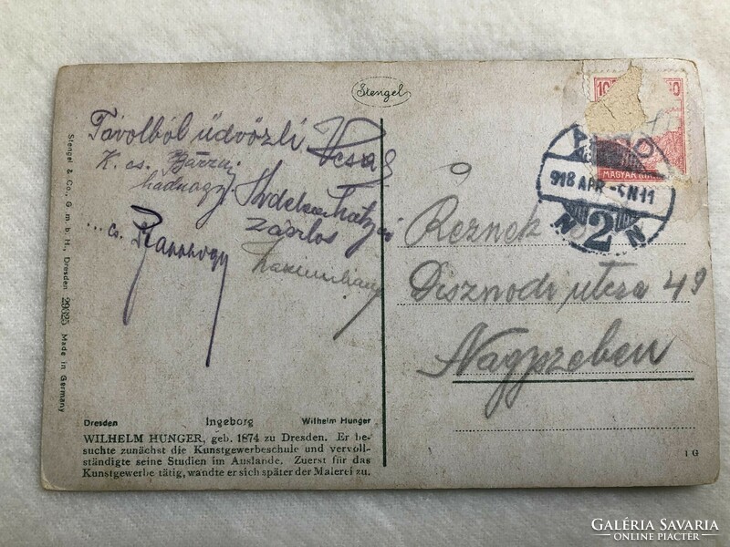 Antik STENGEL képeslap - 1918                                         -2.