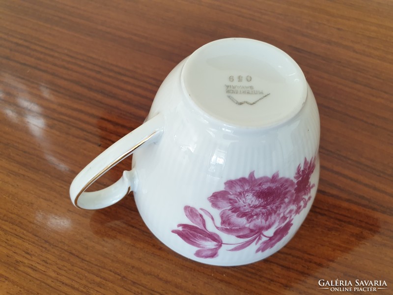 Régi Bavaria porcelán csésze rózsaszín virágos kis bögre