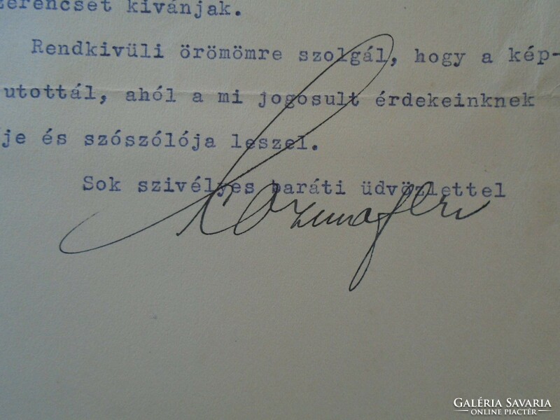 ZA432.11 Szeged-Csongrádi Takarékpénztár Kozma Ferenc vezérigazgató autográf levele  1935
