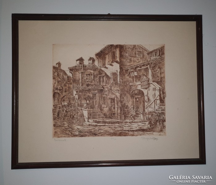 Matthias Varga, farewells, etching in frame, framed size: 50x40