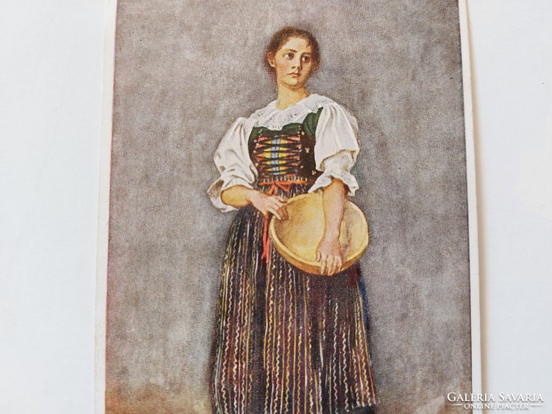 Old postcard art postcard lady in traditional costume