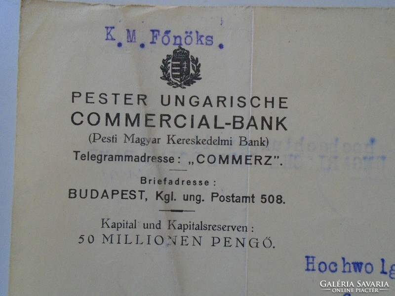 ZA432.19 Pester Ungarische Commecial- Bank - Generalmajors Witwe Rudolf Polgar 1927