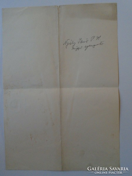 Za432.18 Jenő Nyári, autograph letter of thanks from the managing director of the financial institution center 1933