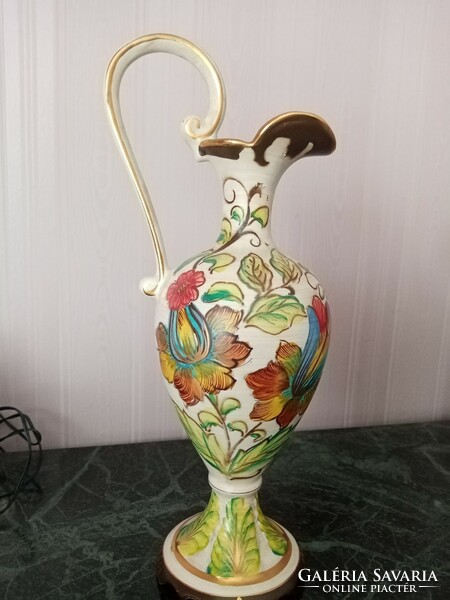 Antique Art Nouveau Rarity: Bequet Quaregnon Belgium Ceramic Jug / Pouring Carafe Vase