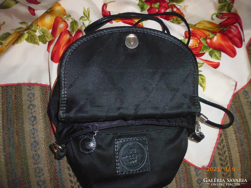 Vintage lancel ..Women's genuine leather / pearl canvas bag .