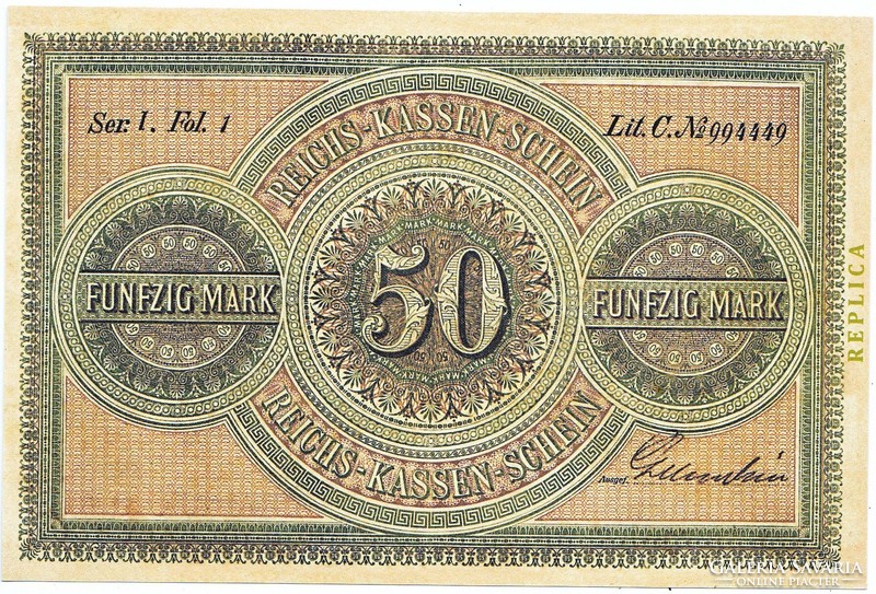 Németország 50 Német arany márka 1874 REPLIKA