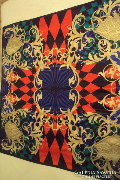 Brand new large size fine silk scarf with a special garland motif...Made in Italy!!