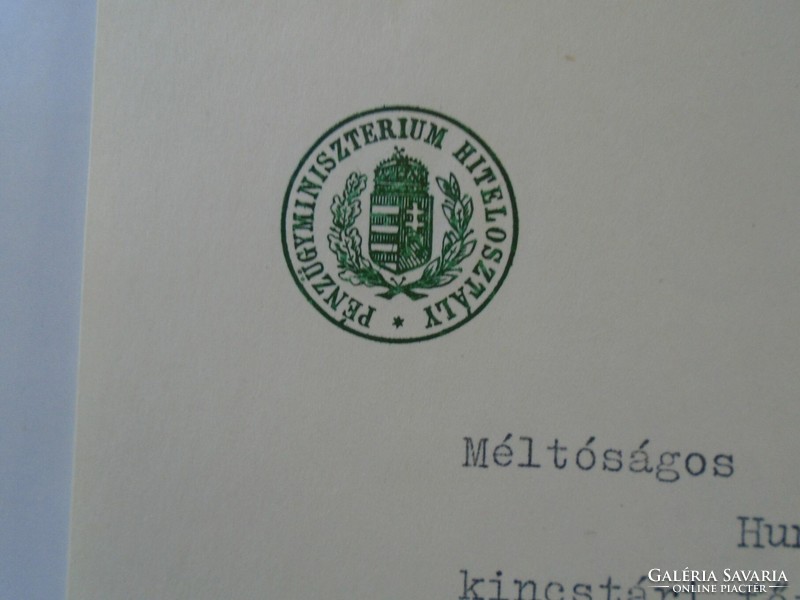 ZA432.16 Pénzügyminisztérium Hitelosztály - Darányi Ignác előadásának küldéséről 1943