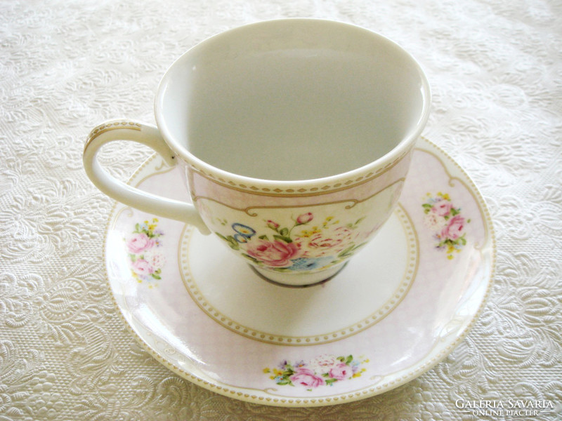 Vintage rózsás virágos porcelán csésze