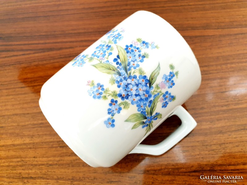 Régi Zsolnay porcelán bögre nefelejcses teás csésze
