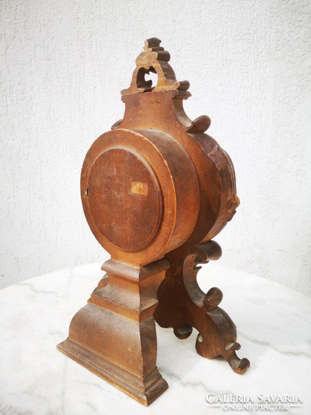 Antik Bécsibarokk rokokó stílusú fa asztali óra