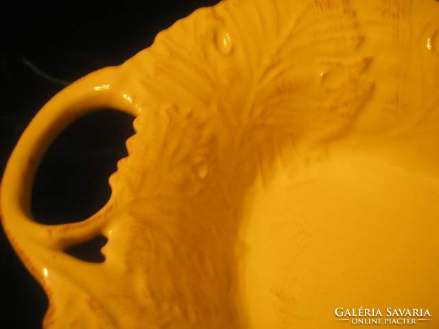Marked Sarospataki art nouveau terracotta bowl with bright glaze coating 28 x 22 x 8 cm