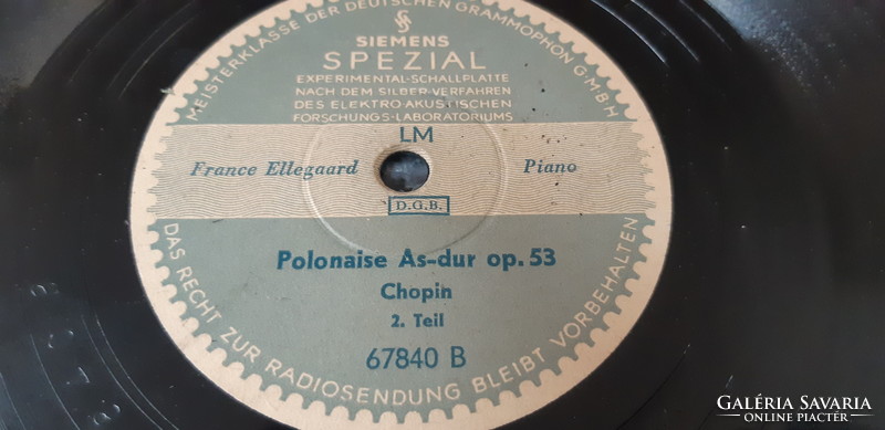 FRANCE ELLEGAARD ZONGORÁZIK  SELLAK GRAMOFON LEMEZ 78 - AS RPM