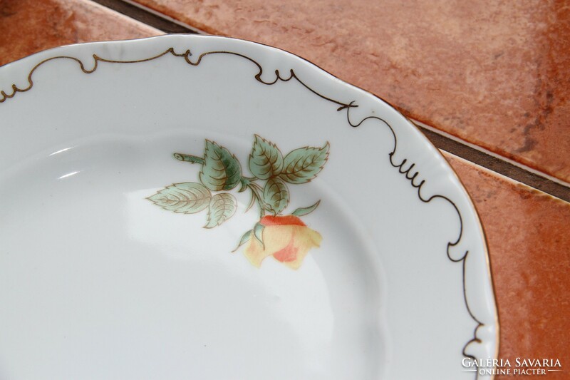 Zsolnay yellow rose cake plate 6 pcs.