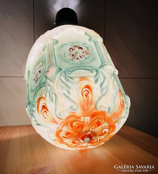 Art Nouveau hand-painted glass shade